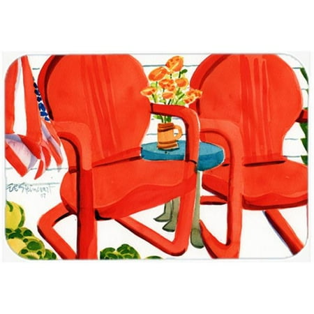 

Red Chairs Patio View Glass Cutting Board Large
