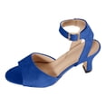 thumbnail image 6 of Dakaela Womens Kitten Heels Sandals Pointed Open Toe Ankle Buckle Strap Summer Dress Shoes 3.14 Inch Prom Wedding Party Pumps Size 6-10 Blue, 6 of 7