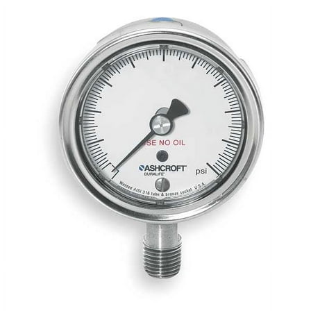 Ashcroft Pressure Gauge,0 to 30 psi,2-1/2In,1/4In 251009SW02LX6B30