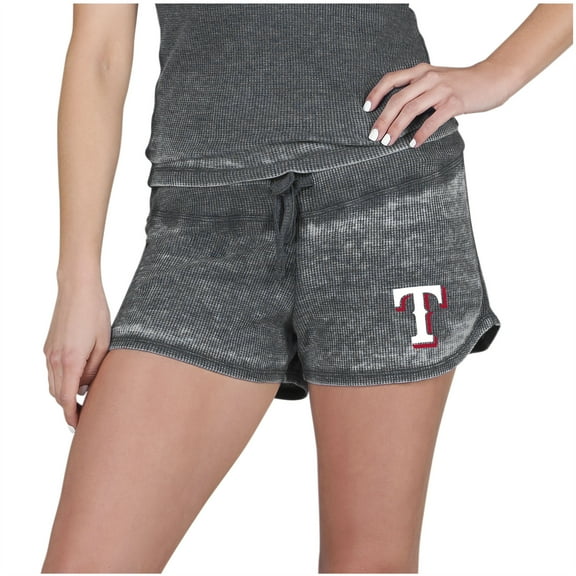 Women's Concepts Sport  Charcoal Texas Rangers Resurgence Waffle Knit Shorts