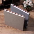 thumbnail image 4 of Baohd 16 Inch Linen DIY Photo Album Photos Books 20 Pages Simple Style Sticky Film Handcraft Pictures Memory Book for Travel Brown/white page, 4 of 8