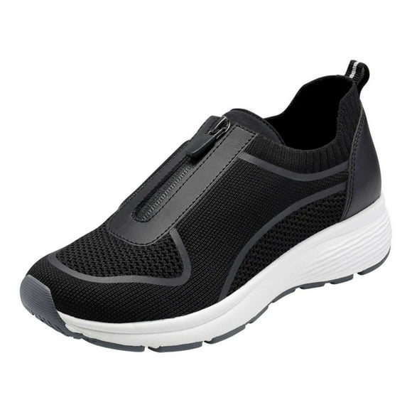 Mikilon Women's Zipper Flat Heel Mesh Comfy Casual Comfortable Sports Shoes Single Shoes