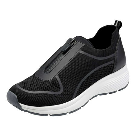 

FRSASU Women S Shoes Clearance Women S Zipper Flat Heel Mesh Comfy Comfortable Sports Shoes Single Shoes