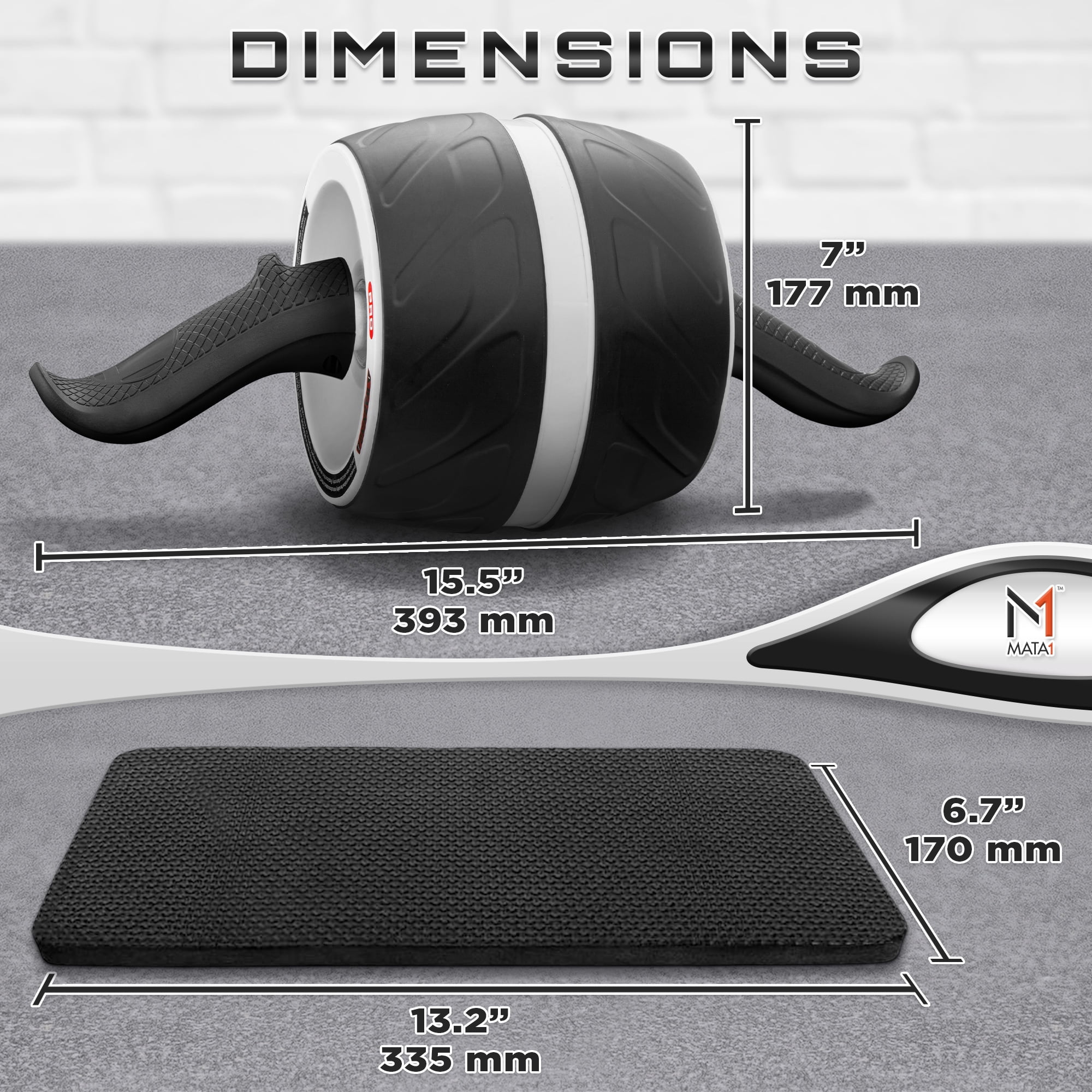 Ab Roller Wheel w/ Knee Pad, Abs & Core Exercise Equipment by Mata1-USA
