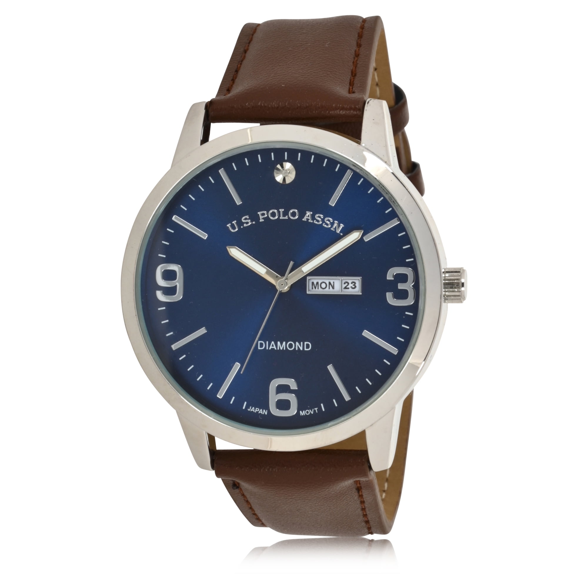 U.S. Polo Assn. Adult Male Analog Classic with Blue Dial and Brown Strap (USC50587WM)