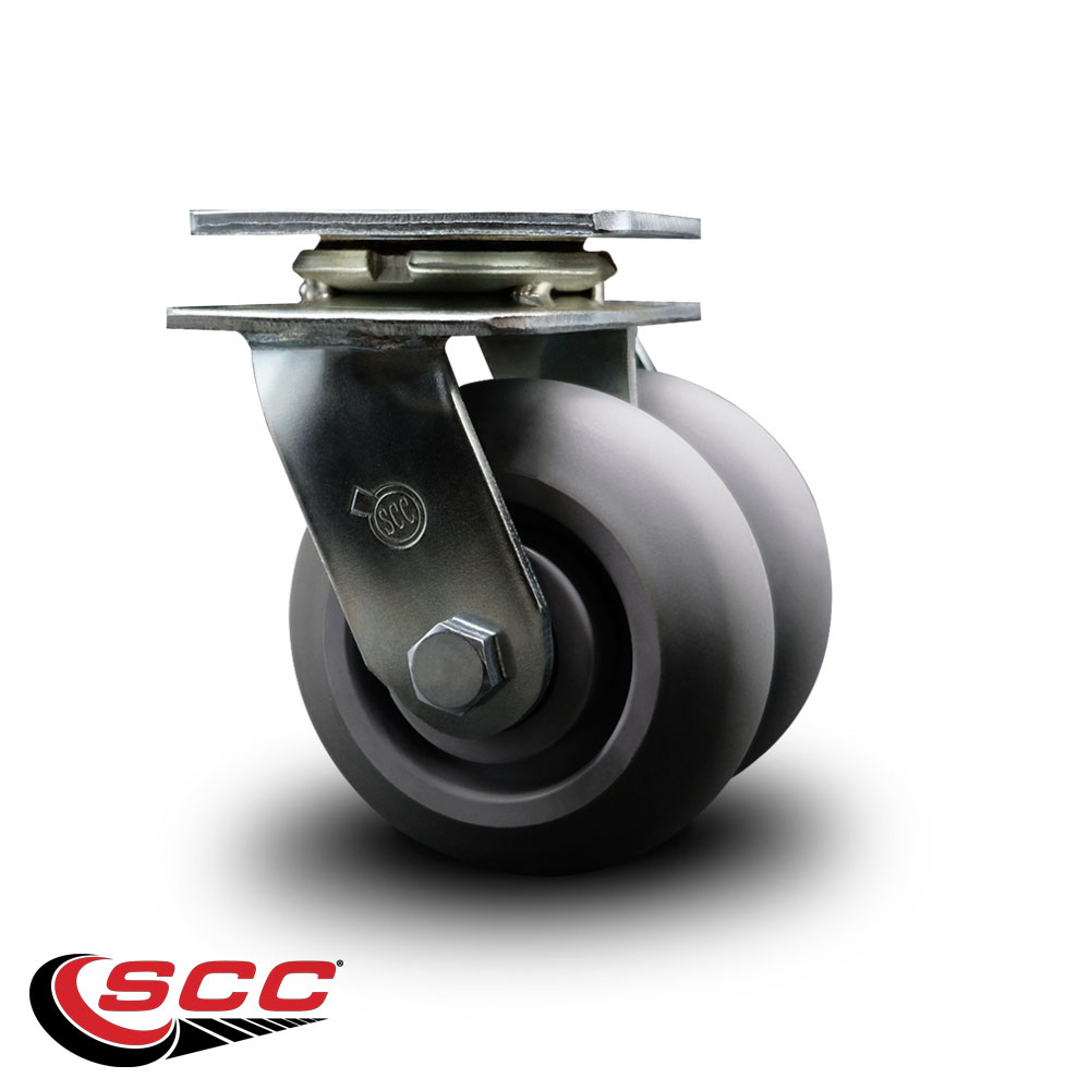5 Inch Dual Thermoplastic Rubber Wheels Swivel Caster with Ball Bearing SCC