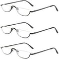 thumbnail image 1 of wqlpp-Half Reading Glasses Half Rim Metal Frame Glasses Spring Hinge Readers for Men and Women, 1 of 4