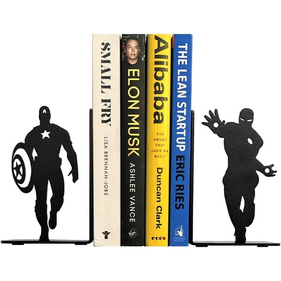 HeavenlyKraft Superheros Decorative Metal Bookends Superhero Bookends Decorative Metal Bookends Non Skid Book End, Book Stopper for Home/ Office Decor/ Shelves, 5.9 X 3.9 X 3.14 Inch Per Piece