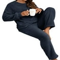 thumbnail image 4 of Peluche de Femmes de Couleur Unie à Manches Longues et Pantalons Pyjamas Ensembles Hiver Chaud Femmes Cadeau, 4 of 7