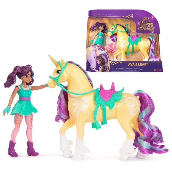 Unicorn Academy, Ava & Leaf with 2 Riding Accessories, Toys for Girls Ages 4
