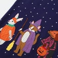 thumbnail image 3 of HILEELANG Toddler Girls Long Sleeved Dresses Halloween Winter Cotton Casual Cute Navy Rabbit Cartoon Pattern Dress 2T, 3 of 6
