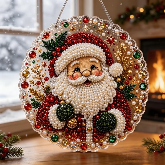 Christmas Diamond Art Hanging Ornament, Window DIY Christmas Decorations Diamond Art Accessories, Pearl Arts Kit Diamond Art Kits for Adults
