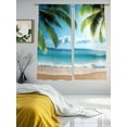thumbnail image 3 of Coconut Tree Sheer Curtains 72 Inch Long 2 Panels, Beach Blue Sky Sea Summer Vacation Light Filtering Rod Pocket Semi Sheer Curtains, Sheer Voile Drapes for Living Room Bedroom, 52"x72", 3 of 5
