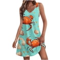 thumbnail image 2 of Party Dresses for Women Women's Summer Fashion Beach Pocket Printing Sleeveless V-Neck Dress Light Blue XL, 2 of 7