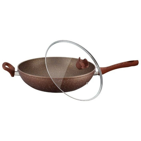 Peterhof Non-Stick Aluminum Brown Granite Wok with Lid