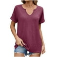 thumbnail image 2 of Otvok Womens Solid Color Tops V-Neck Short Sleeved T-Shirt for Summer, 2 of 6