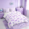 thumbnail image 2 of Erosebridal Cute Purple Bowknot Kids 7 Pieces Bedding Comforter Set,Cartoon Heart Print Full Bedding Set For Girls,Reversible, 2 of 7