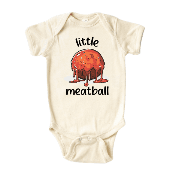 Little Meatball Cute Baby Bodysuit Shirt Premium Custom Baby Clothes Unisex Baby Gift for Mom Newborn 3-6m Natural