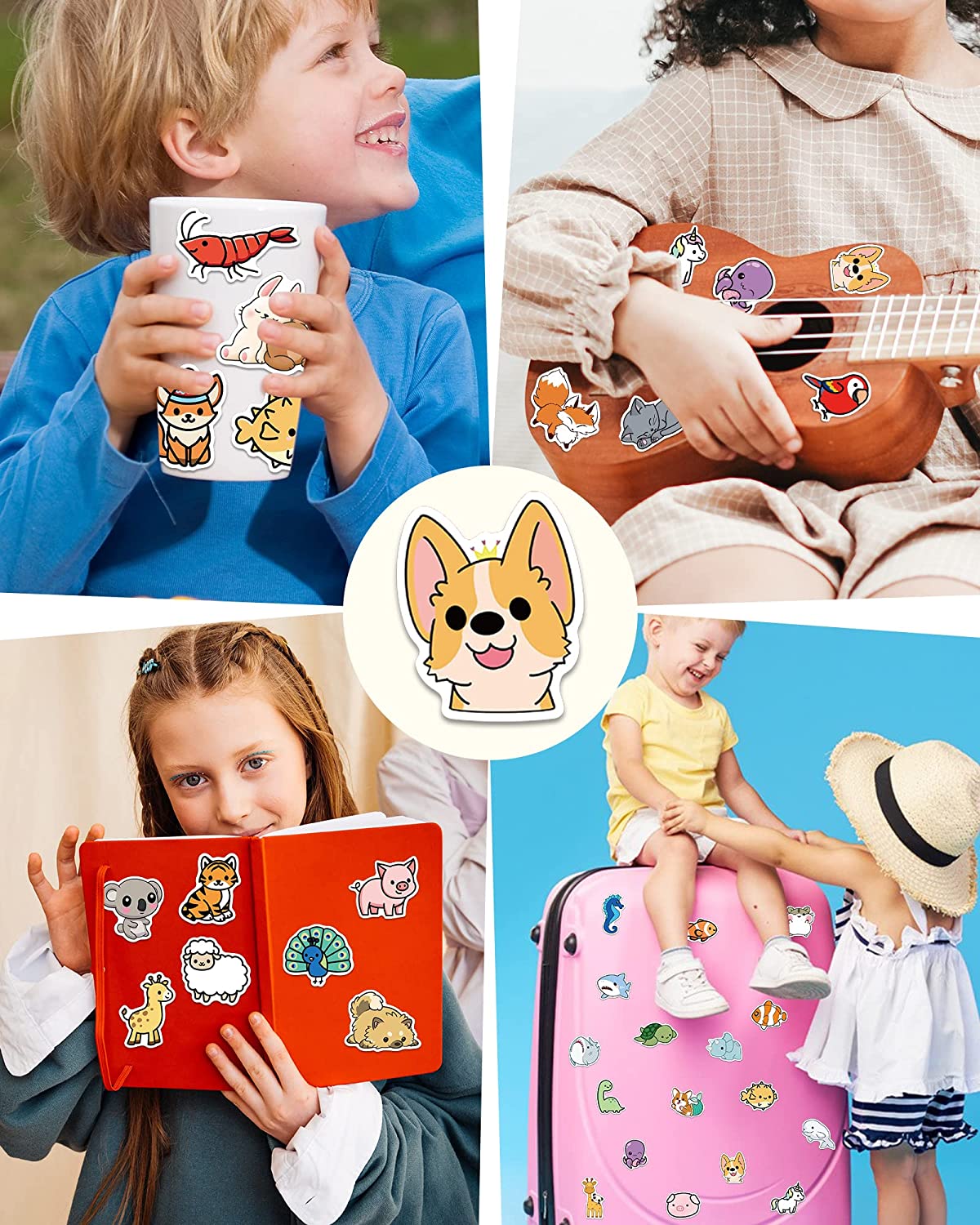 75 Pcs Animal Food Stickers - Waterproof Vinyl Decals For Water Bottles, Laptops, Skateboards, Teens & Kids
