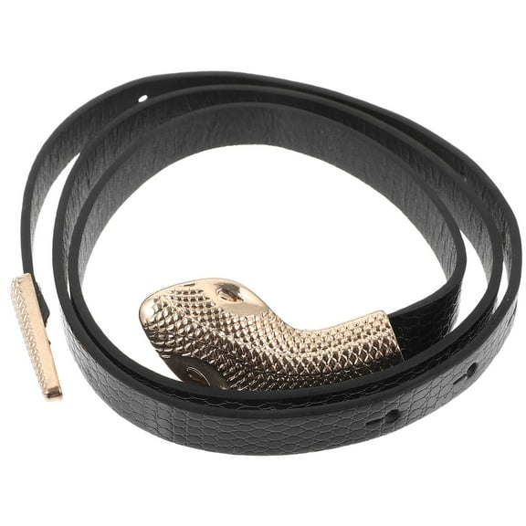 MLINS Pu Leather Strap Pants Waist Belt Jeans Belt Snake Shape Buckle Dresses Waist Belt