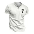 thumbnail image 4 of Men's Henley T-Shirts Summer Stylish Palm Tree Print Button Up Short Sleeve Tees Classic Muscle Fit Athletic Pullover Tops Z003-White M, 4 of 4