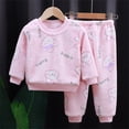 thumbnail image 2 of Ketyyh-chn99 Winter Baby Girl Clothes Fashion Preemie Newborn Baby Girl Clothes Infant Romper Fall Winter Outfits Gifts for Girls Cute Bell Bottoms Pant Sets Size for 6-7 Years,Pink, 2 of 3