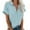 Light Blue, variant on cfhntfmh Button down Shirts for Women Short Sleeve Collared V Neck Blouse Solid Color Business Tops with Pocket