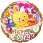 PMU Happy Easter Basket and Bunny 18 Inch Mylar Foil Balloon Pkg/1