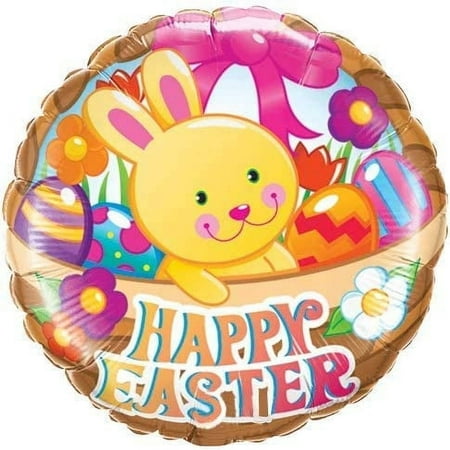 PMU Happy Easter Basket and Bunny 18 Inch Mylar Foil Balloon Pkg/1