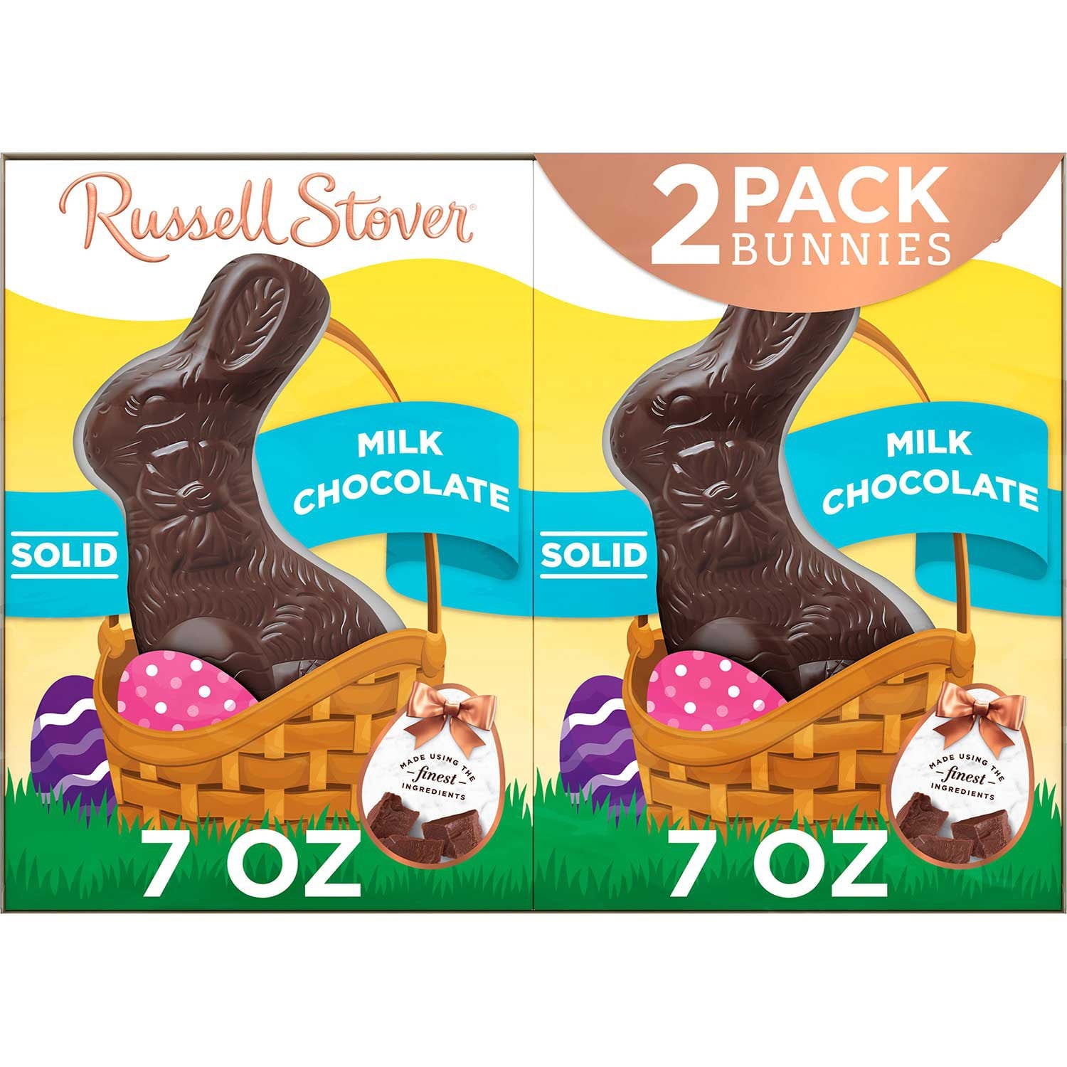 Russell Stover Easter Bunny Solid Milk Chocolate Candy Rabbits, 2 pk.