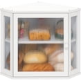 thumbnail image 1 of Corner Bread Box for Kitchen Counter, White Bamboo Wood Bread Box, Large Capacity Bread Storage Bin with Acrylic Wavy Door Panel, 1 of 8