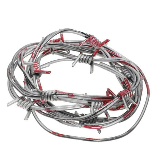 Rusty Barbed Wire Props - Halloween Christmas Decor, Fake Barb Wire Wreath for Western Party
