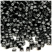 Alphabet Beads, Cube Opaque, 7mm, 25-pc, Black, Letter O
