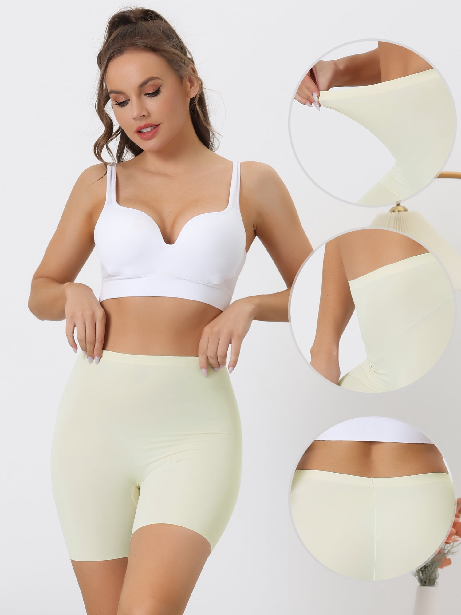Unique Bargains Women's Tummy Control Shapewear Panties Shorts Boyshorts Shaper Medium White