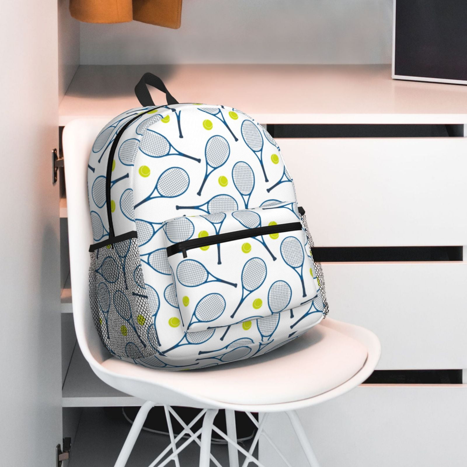 Picia Tennis Rackets And Balls Large Capacity Backpack Classic Style Backpack Casual Backpack Water-Resistant School Work Travel Outdoor Backpack