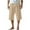 Khaki, variant on Plebaso Men's Capri Pants Summer Wide Leg Casual Capris Elastic Waist Drawstring Beach Pants with Pockets