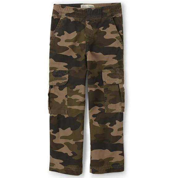 The Children's Place Boys' Pull on Cargo Pants Standard 8 Olive Camo Single
