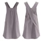 thumbnail image 2 of DSstyles Delantal de lino y algodón para mujer, delantales de cocina de estilo japonés con 2 bolsillos, correas cruzadas antideslizantes en la espalda, delantales casuales, regalos para cocinar,,Grey, 2 of 5