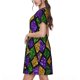 thumbnail image 2 of Balery Mardi Gras Shiny Green Purple Vestidos sueltos de manga corta para mujer, vestidos de verano 2025, vestidos casuales de corte A con vuelo., 2 of 6