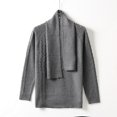 thumbnail image 2 of Men's Chunky Knit Sweater with Shawl Scarf Collar, Button Detail, Long Sleeve Pullover, 2 of 9