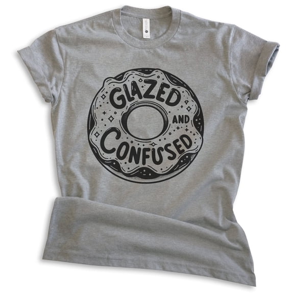 Glazed And Confused Donut T-shirt, Unisex Women's Men's Shirt, Donut Pun Dessert Foodie Food Lover, Dark Heather Gray, Medium