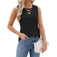 thumbnail image 4 of Hanerdun Women Casual Tank Tops Female Pullover Blouse Solid Basic Tee Black L, 4 of 5