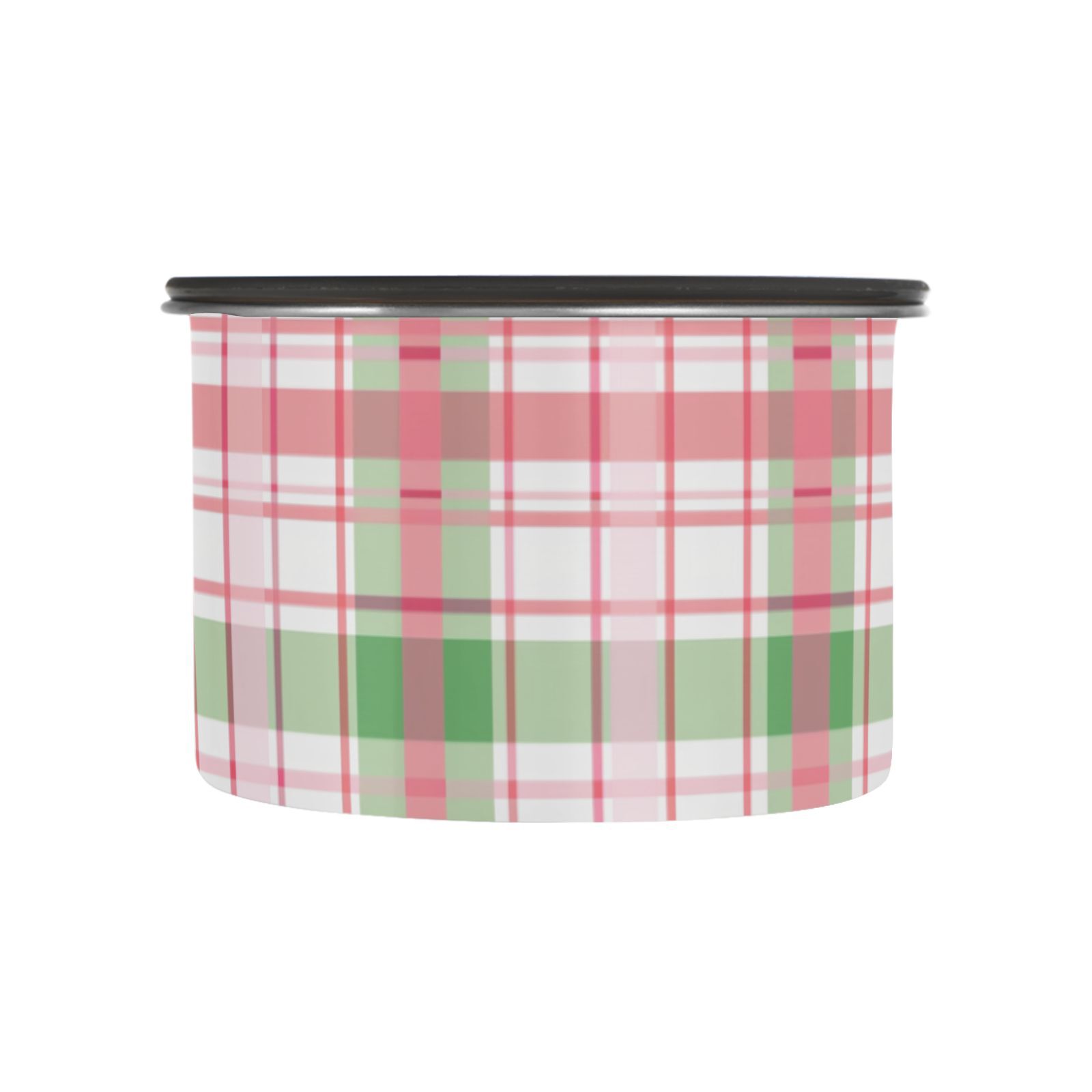Pink Checkered Grid Airtight Coffee Bean Canister 30oz Food Storage Containers with Lids For Gournd, Tea, Sugar, Flour, Rice, Cereal, Candy Cookie Jar