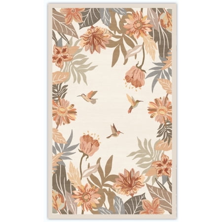 Lahome Decor 3'x5' Floral Rugs for Entryway,Bohemian Area Rug 3x5ft,Soft Machine Washable Rug,Flower Low Pile Pink Rugs for Living Room Bedroom Home Office