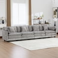 thumbnail image 4 of 146.5” Gray Oversized Sofa, 4 Seater Modular Couch, Chenille Large Sectional for Living Room, Deep Seat Cloud Couch, Sofá moderno, 4 of 9