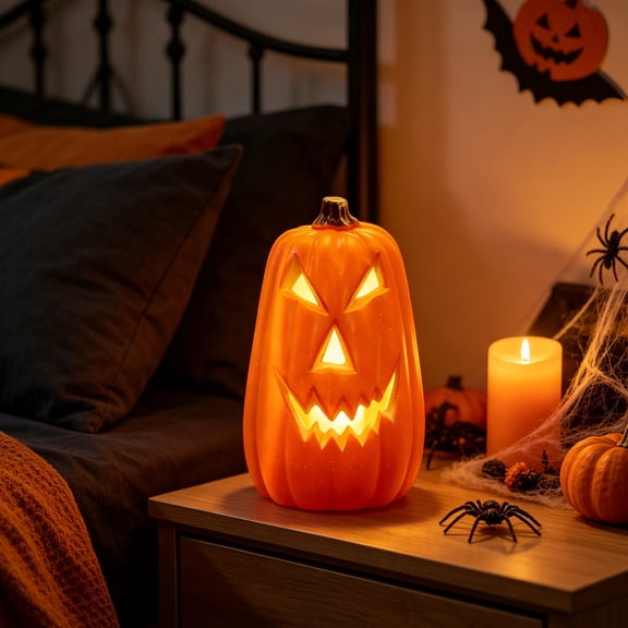 1 Pcs Lighted Pumpkin Decor Halloween LED Pumpkin Tabletop Ornaments