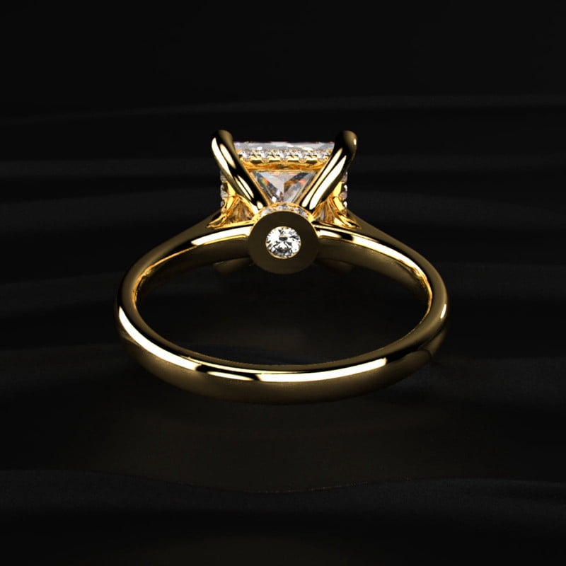 14k Yellow Gold Plated Princess Cut Moissanite Engagement Ring for Women 2.0 CTW Solitaire Diamond