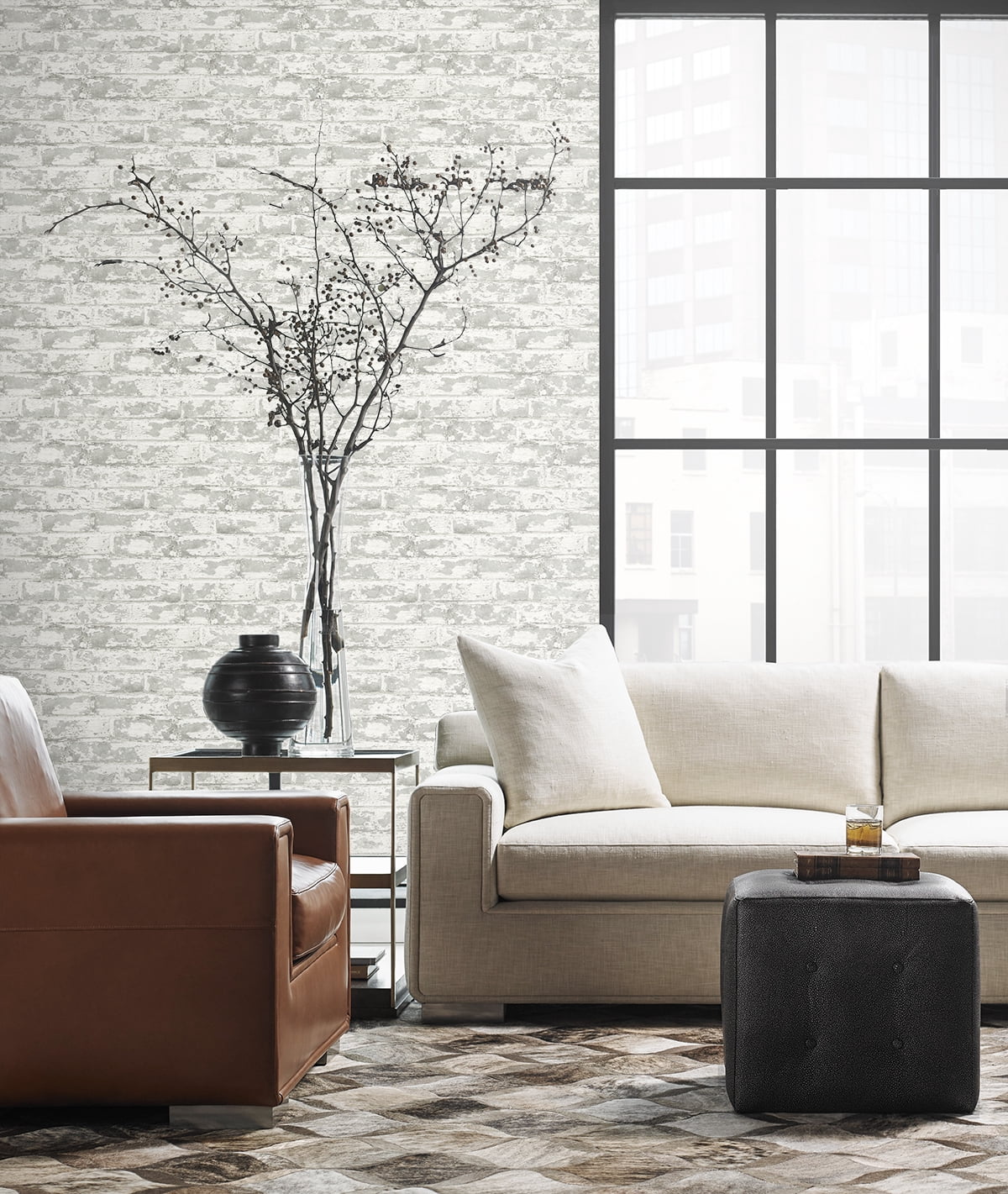 Wallquest, Inc. Luxe Haven Soho Brick Peel and Stick Wallpaper Calcutta