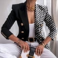 thumbnail image 1 of Buttons Women Long Sleeve Print Pockets Office Coat Cardigans Suit Jacket Outwear Top, 1 of 5