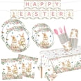 thumbnail image 1 of 140 Pieces Easter Tableware Set Party Supplies Happy Easter Egg Pattern Plates Napkins Forks. Spring Celebration Picnic Tableware Suitable For 20 Guests, 1 of 4